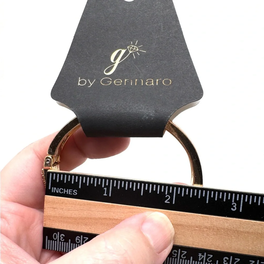 Gennaro Gold-Tone Navy Crystal Pavé Hinged Bangle Bracelet - Picture 8 of 8